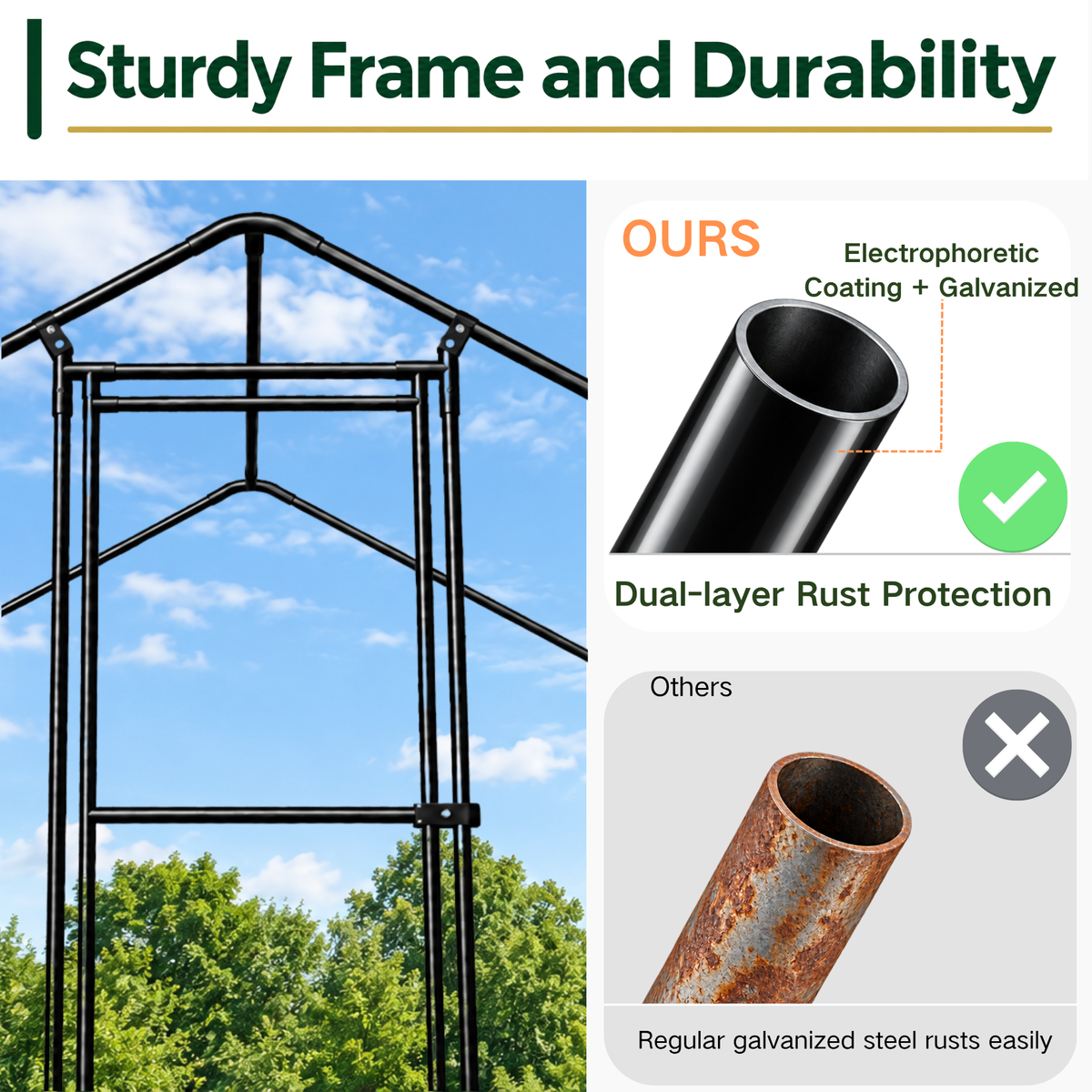 Large Metal Chicken Coop Run with Waterproof Cover, 19.7 x 9.8 x 6.6 ft, Black