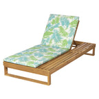 Teak Finish Acacia Wood Chaise Lounge with Cushion Set