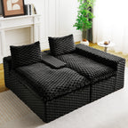 Black Turtle Velvet Versatile Convertible Sofa
