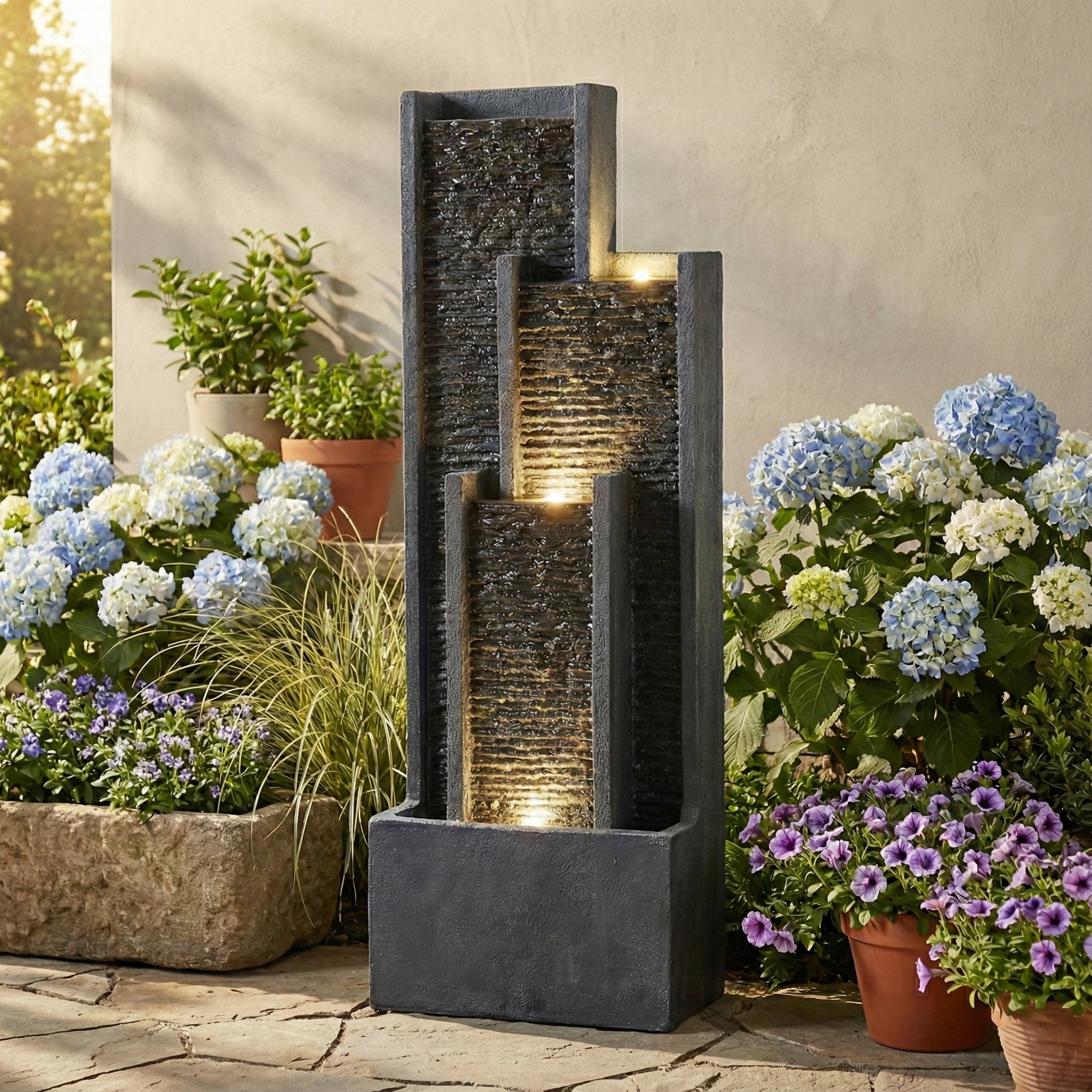 40 Inch Modern Outdoor Water Fountain