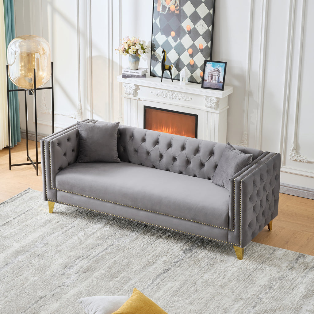 80" Chesterfield Velvet Sofa