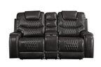 Braylon Magnetite Synthetic Leather Recliner Loveseat with Cupholder Console