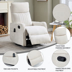 Beige Heat Massage Manual Recliner Chair