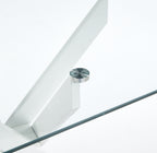 Modern Glass Dining Table with Cross Metal Legs