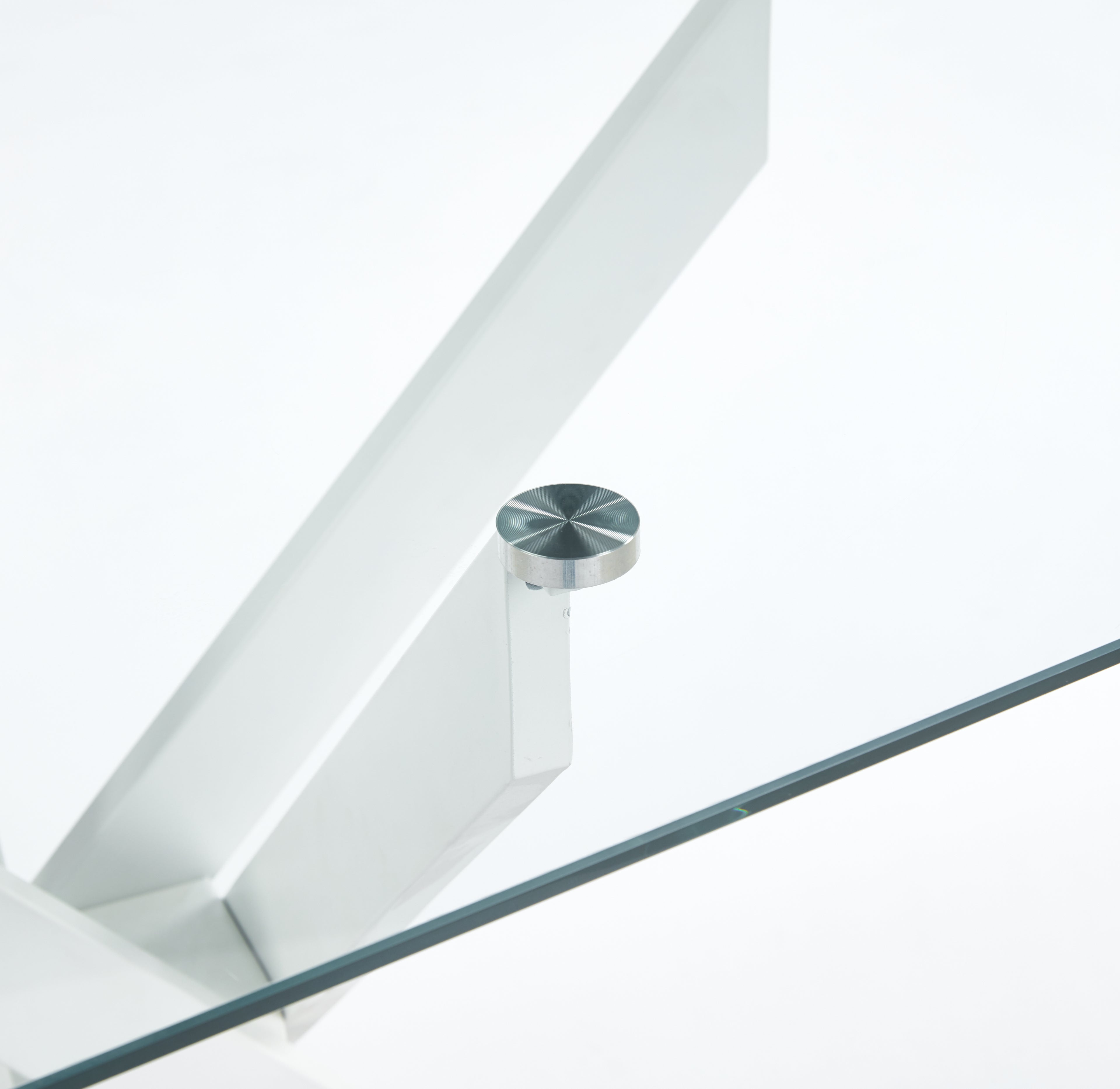 Modern Glass Dining Table with Cross Metal Legs