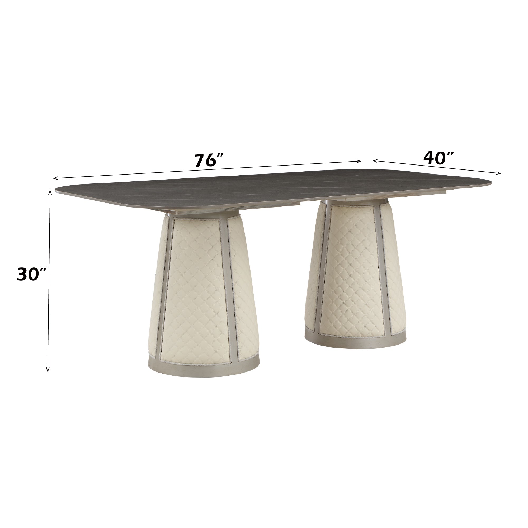 Kasa Sintered Stone Top & Champagne Finish Dining Table