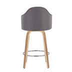 Mid-Century Modern Fixed-Height Counter Stool with Zebra Wood Legs