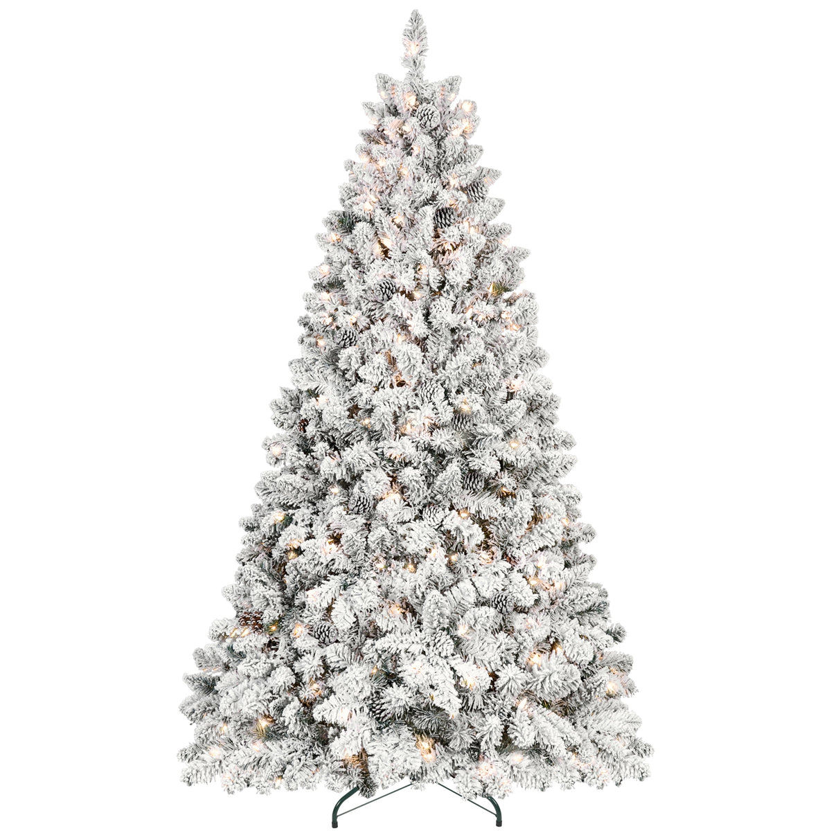 7.5FT Flocked Christmas Tree with 550 UL Lights and Pine Cones