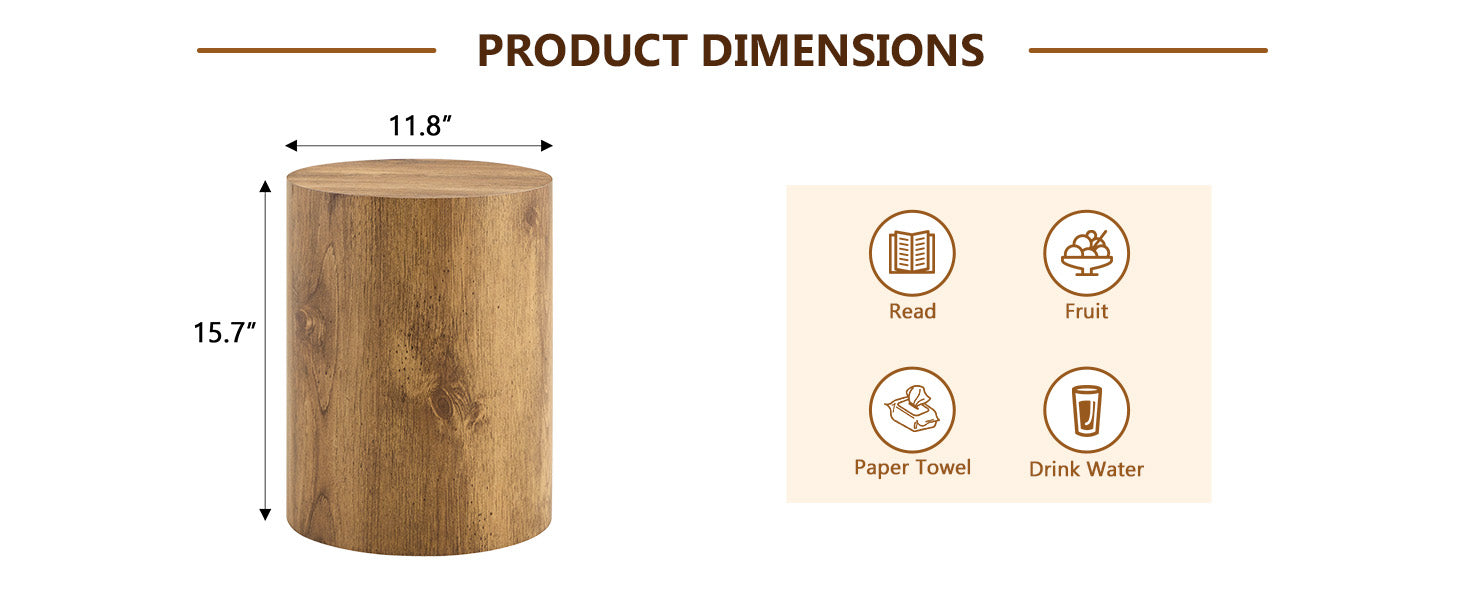 Simple Wood Grain Cylindrical Coffee Table
