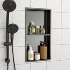 Stainless Steel Shower Niche Double Shelf - Gunmetal Finish