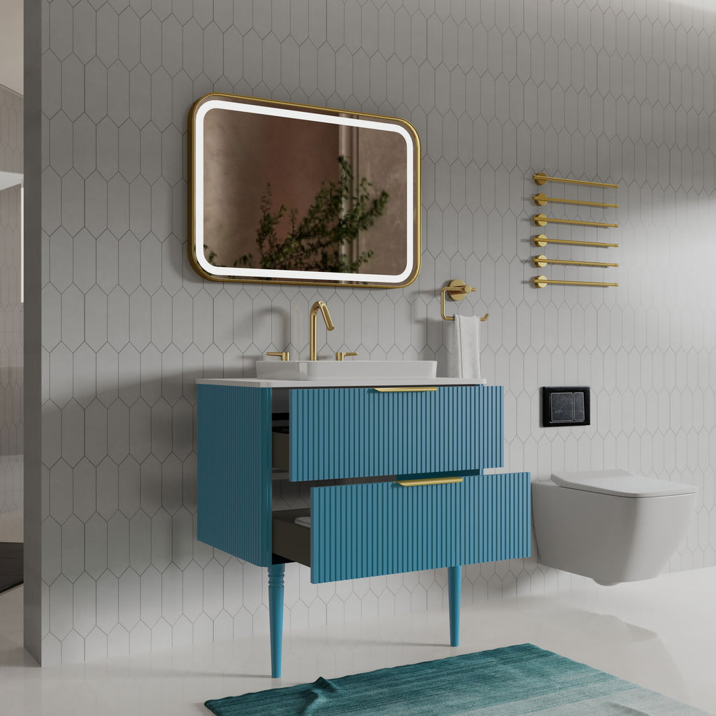 Elena 30" Striped Aquamarine Bathroom Vanity