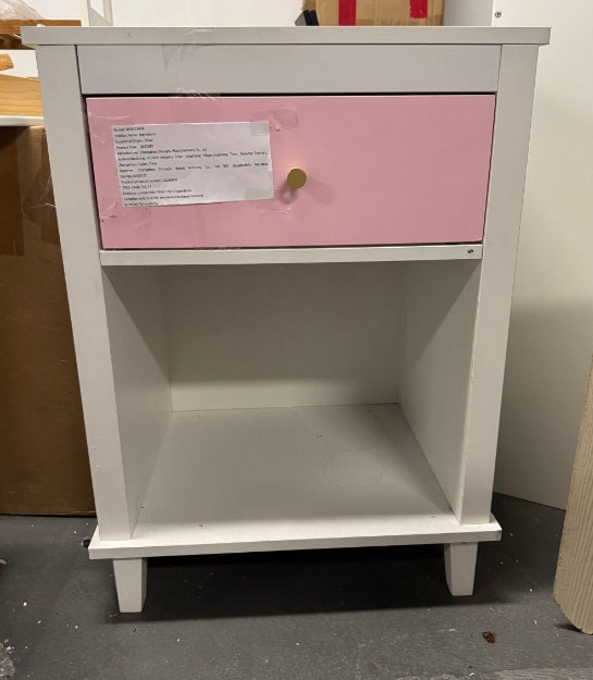 Wooden Nightstand with One Drawer and One Shelf
