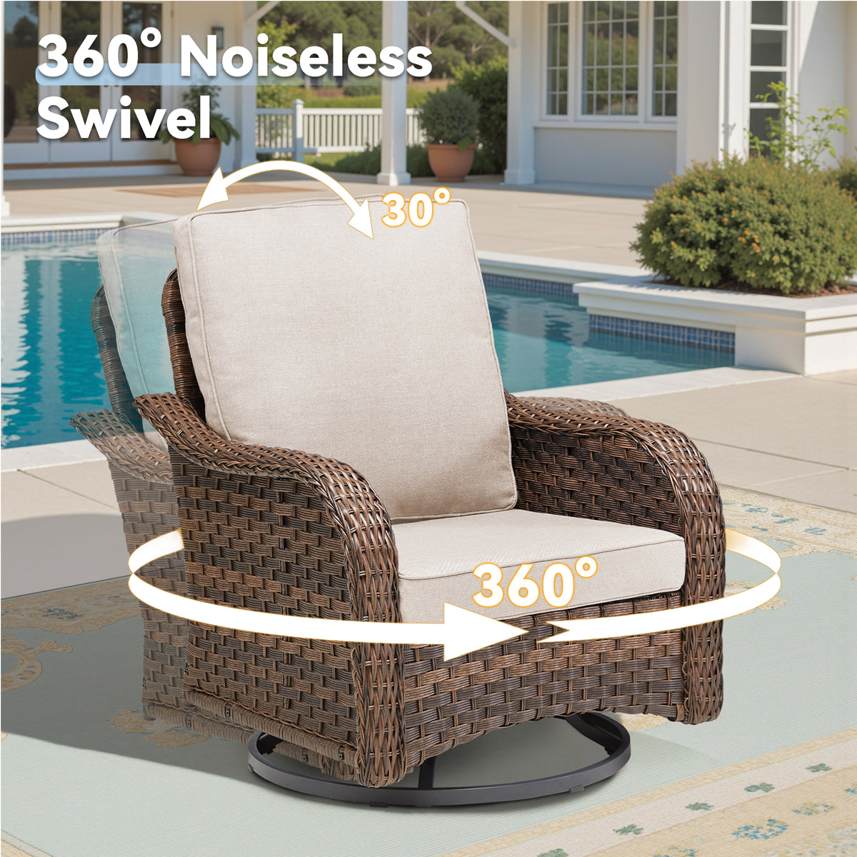 Patio Wicker Rocking Swivel Glider Chairs Set of 2