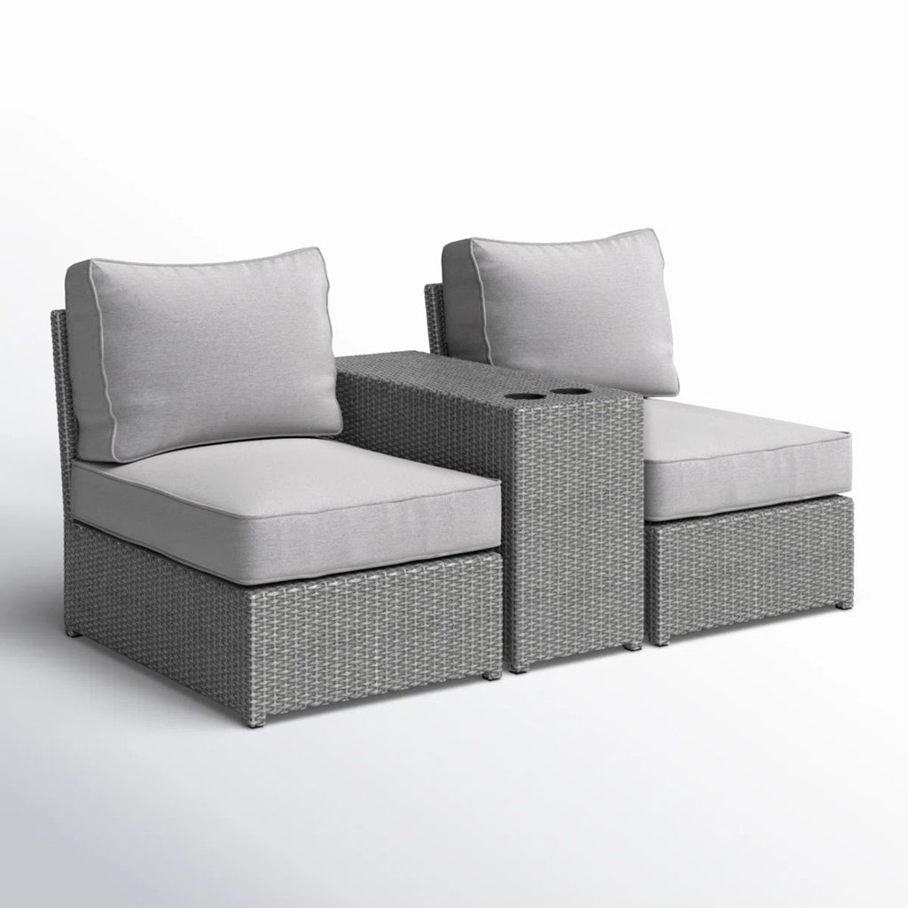 LSI All-Weather 2-Person Wicker Conversation Set with Cushions