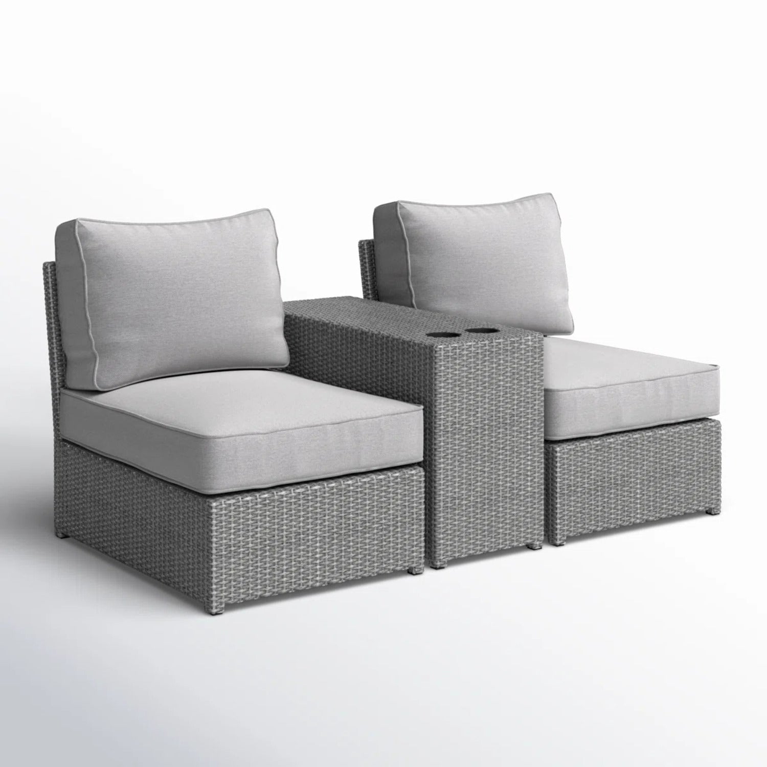 LSI All-Weather 2-Person Wicker Conversation Set with Cushions