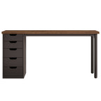 47" Computer Desk with 5 Drawers & Reversible Cabinet, Rustic
