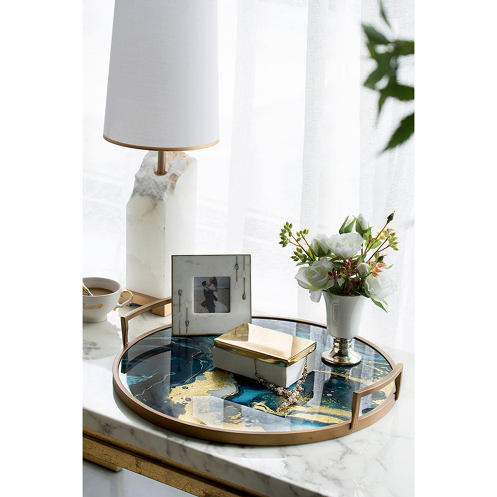 20.9 x 20.1 x 3.1" Round Accent Mirrored Tray
