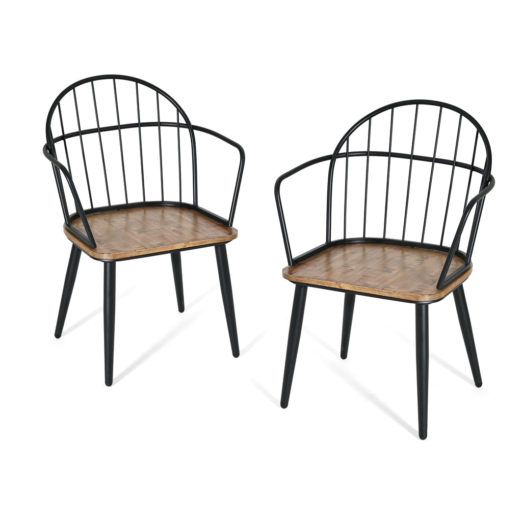 Indoor Dining Chair With Metal Legs (Set of 2), Light Birch