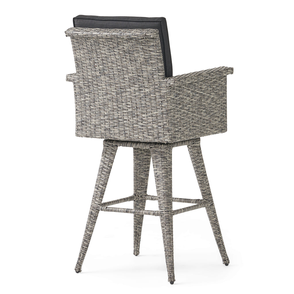30" Outdoor Wicker Swivel Barstool with Water Resistant Cushion