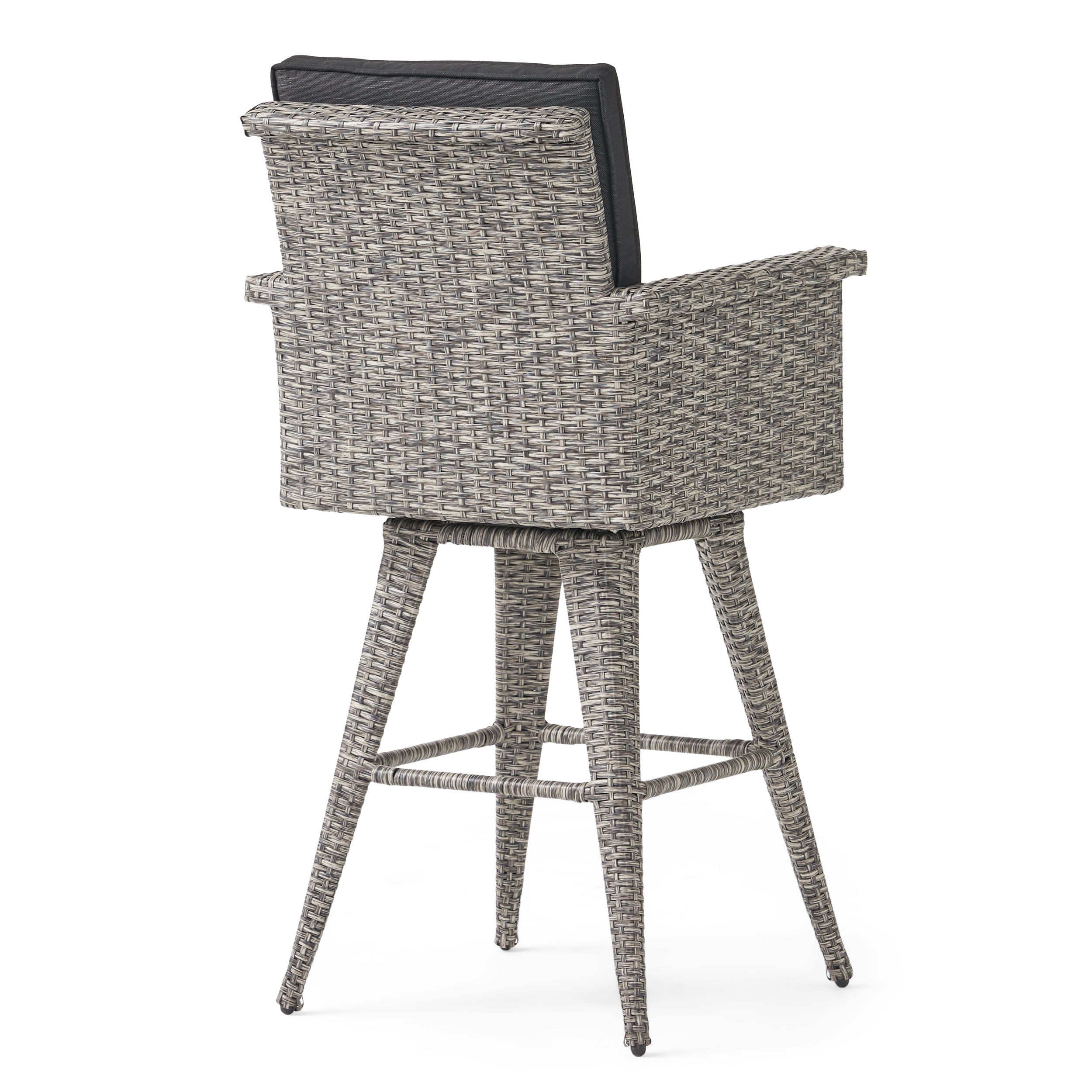 30" Outdoor Wicker Swivel Barstool with Water Resistant Cushion