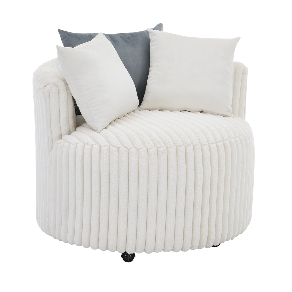 Malna Plush Wide Wale Corduroy Upholstered Barrel Accent Chair