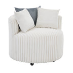 Malna Plush Wide Wale Corduroy Upholstered Barrel Accent Chair