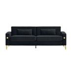 Luxury Velvet Sofa with Gold Metal Accents