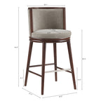 Evalyn Dove Textured Chenille Barstool with Beech Wood Legs
