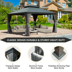 10' x 12' Hardtop Gazebo Outdoor Metal Gazebo