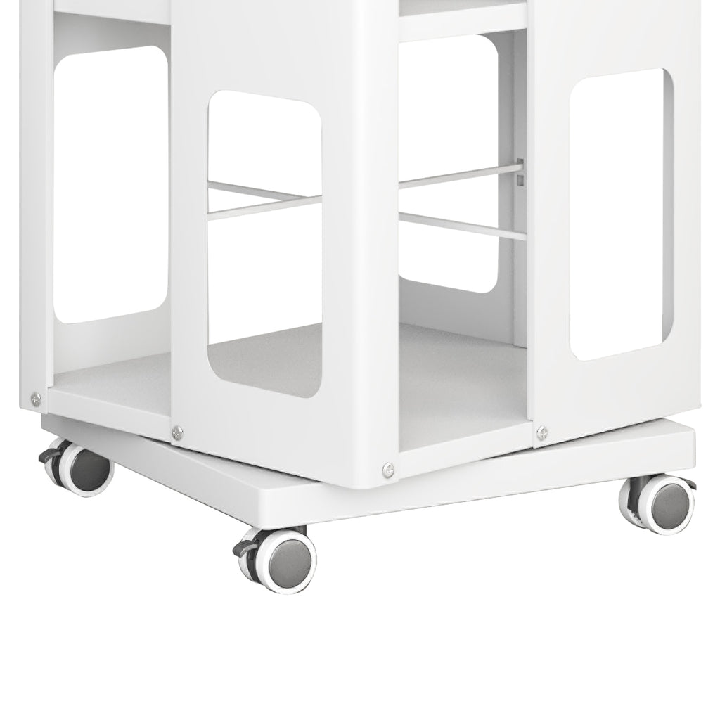 4-Tier All-Steel Rotating Bookshelf with 360° Wheels