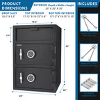 Digital Keypad Two Lock Depository Safe - 1.62 Cubic Ft