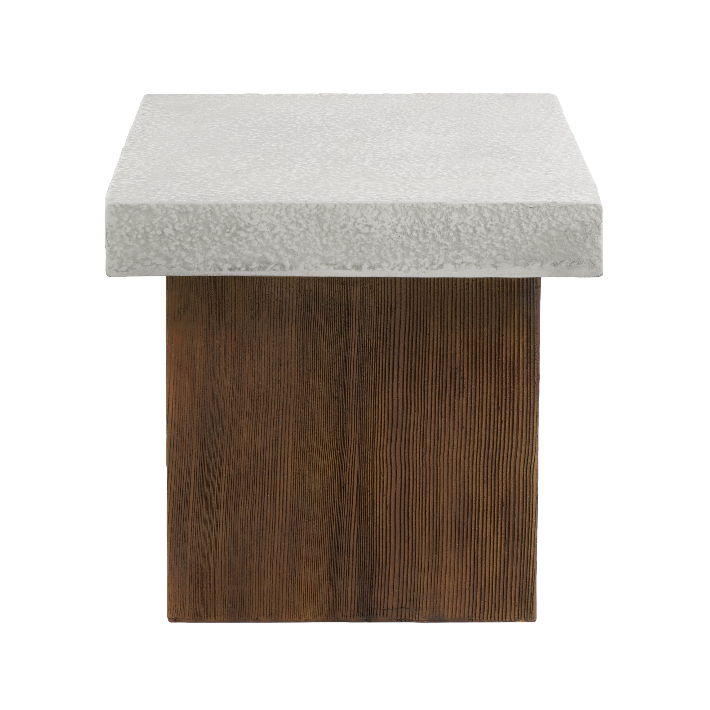 MGO Square Side Table with Faux Stone Top and Wood Frame
