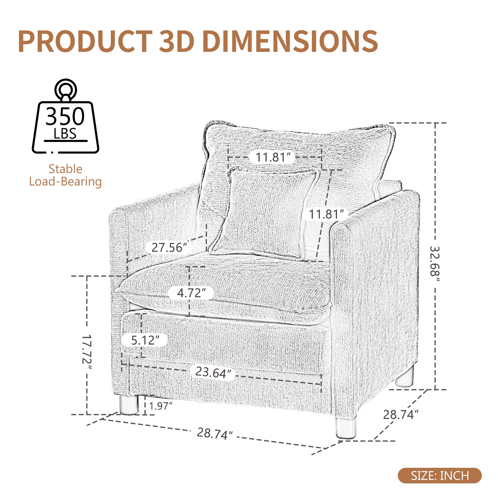 Comfy Living Room Sofa Chair Single - Modern Reading Armchair