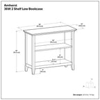 Amherst 36 Inch 2 Shelf Bookcase