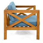 Outdoor Acacia Wood Club Wooden Armchair with Cushions (Set of 4)