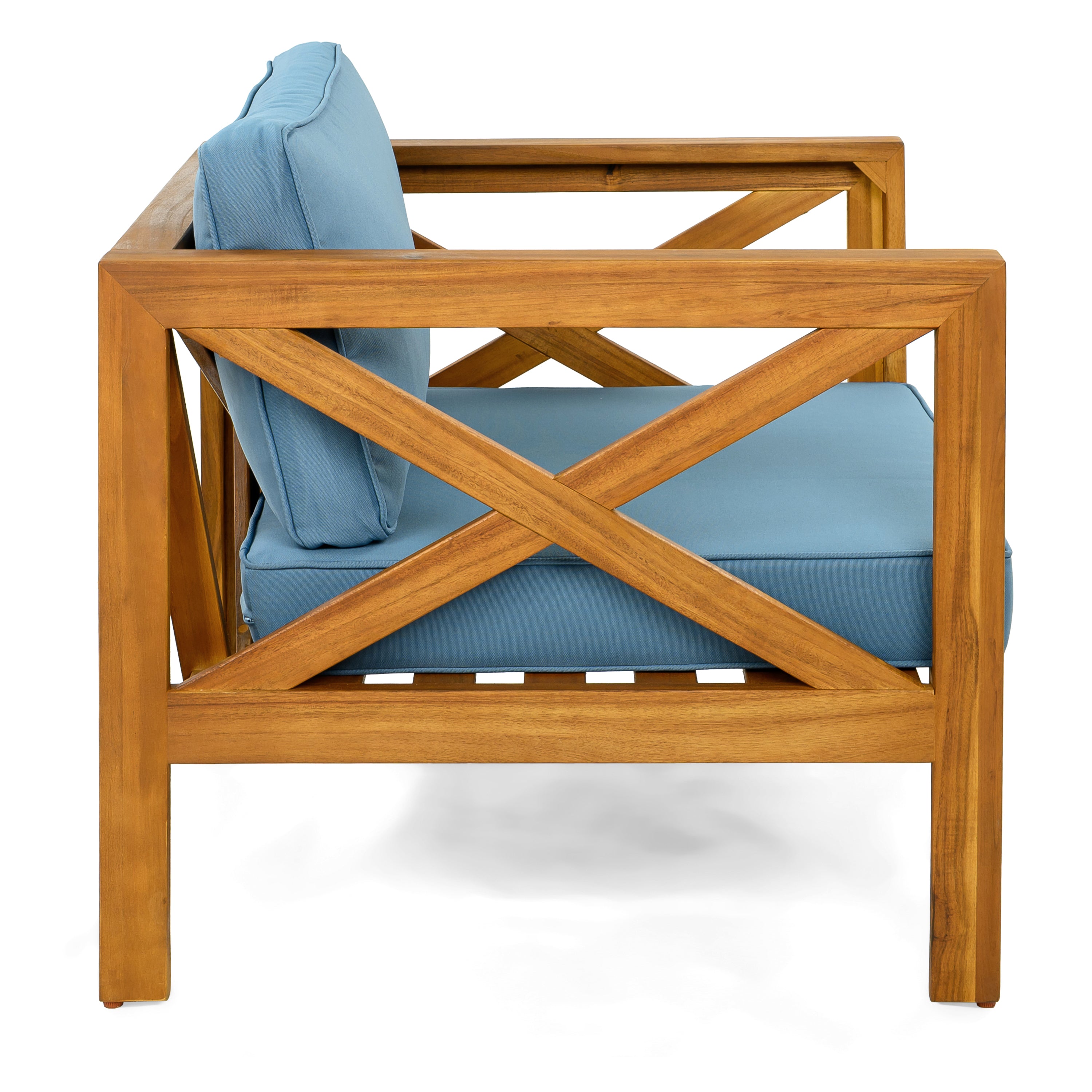 Outdoor Acacia Wood Club Wooden Armchair with Cushions (Set of 4)