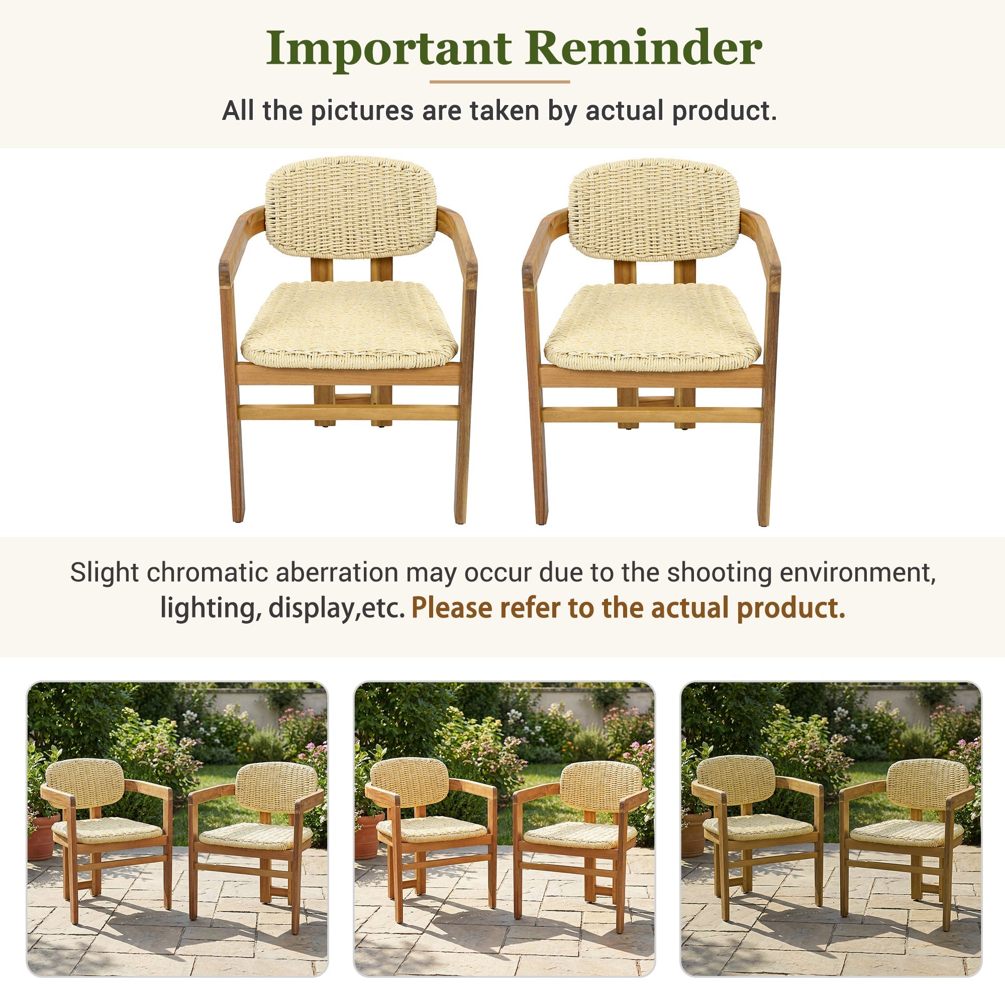 Outdoor Woven Rattan Chair Set Two Accent Chairs