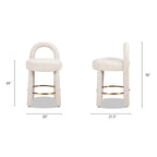 Penny 26.5" Round Arched Upholstered Counter Stool, Set of 2, Travertine