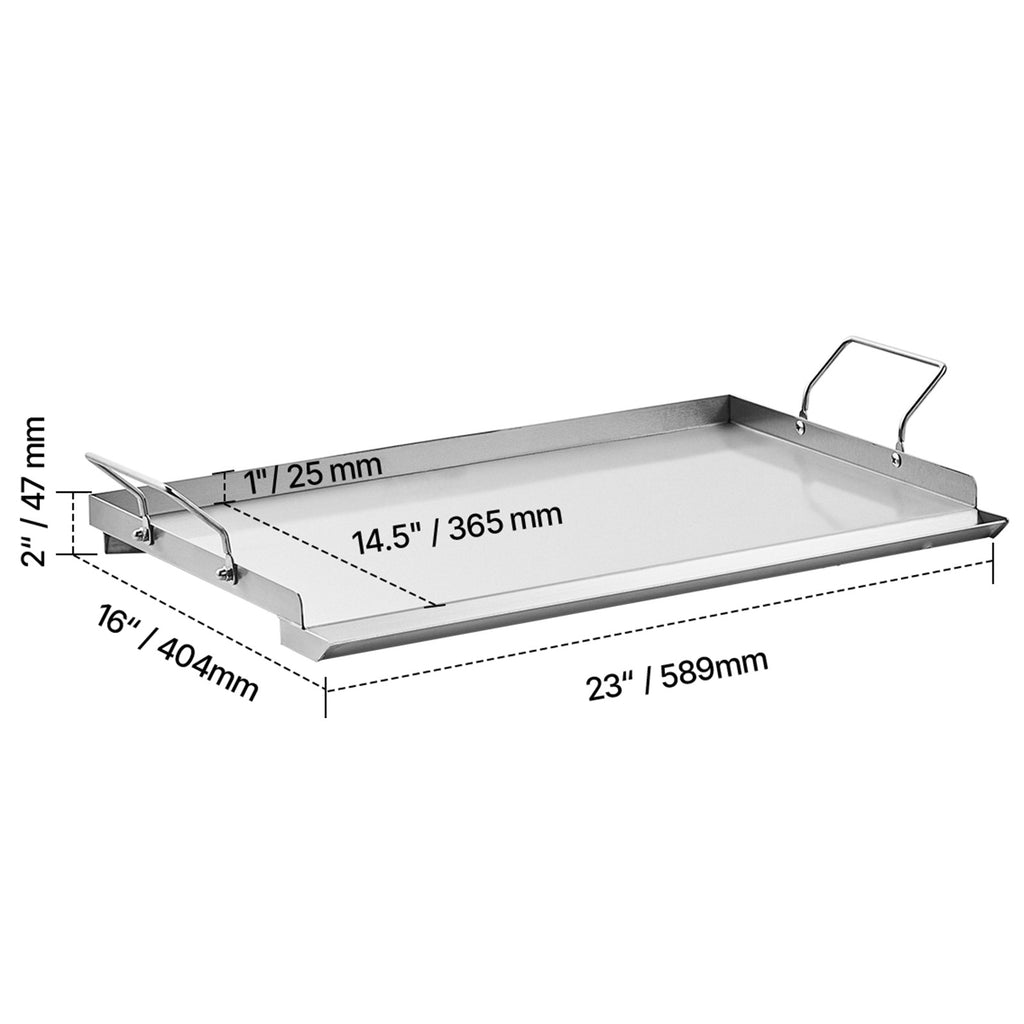 23x16 in Flat Top Griddle Stainless Steel Universal BBQ Grill Pan Cookware