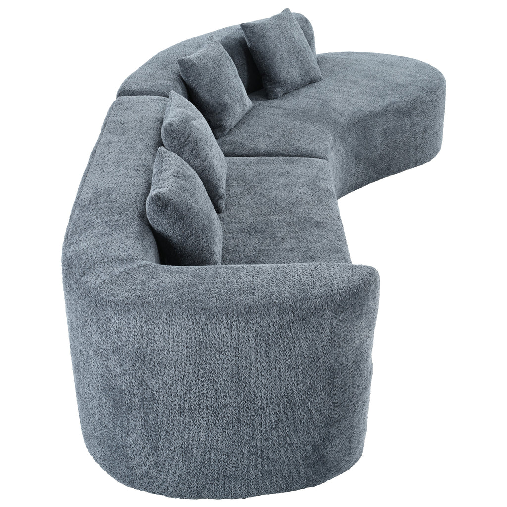 U_Style 132" Modern Sectional Sofa with Curved Design