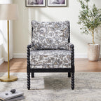Belvoir Upholstered Spool Accent Chair with Turned Wood Frame, Floral