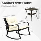Metal 2-Person Outdoor Patio Rocking Seating Group with Cushions