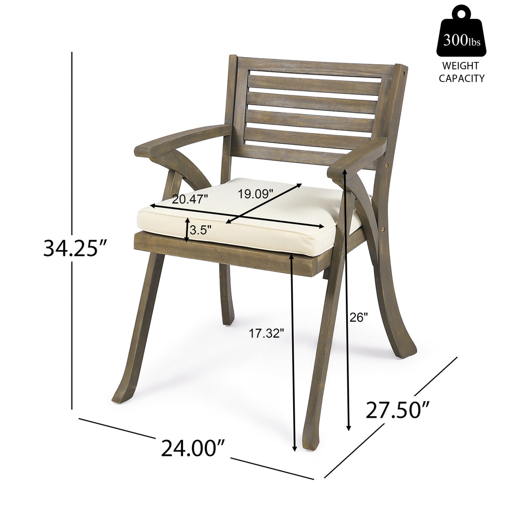 Helen Outdoor Acacia Wood Dining Chair