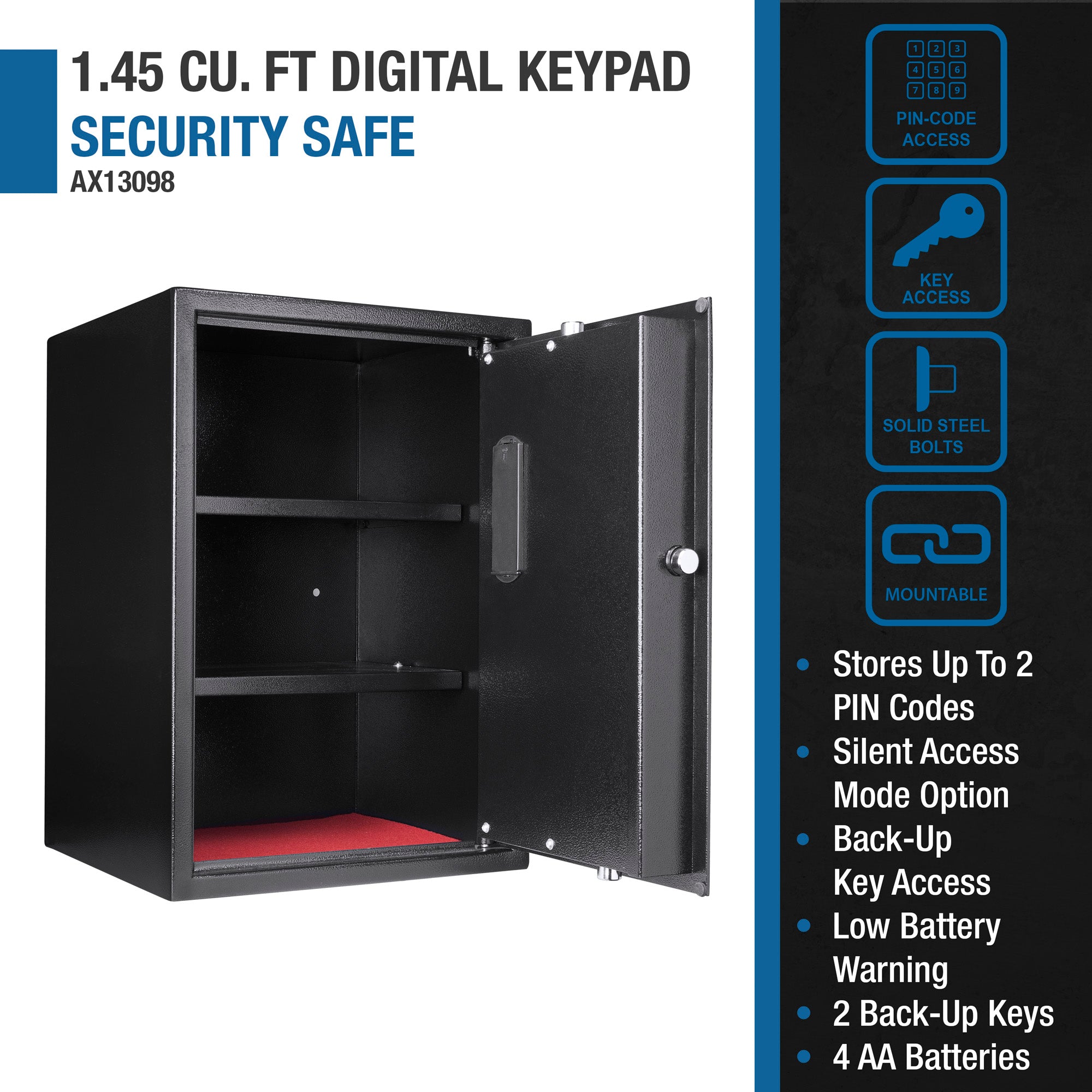 Large Digital Keypad Safe - 1.45 Cubic Ft