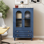 46.5" Glass Display Cabinet with Ribbed Glass Doors