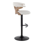 Contemporary Adjustable Barstool with Swivel in Whitewashed Wood