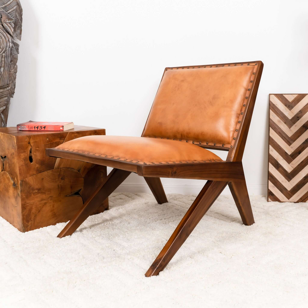 Colin Mid-Century Modern Leather Lounge Chair