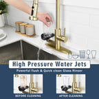 3-in-1 Kitchen Faucet with Press-Type Glass Rinser