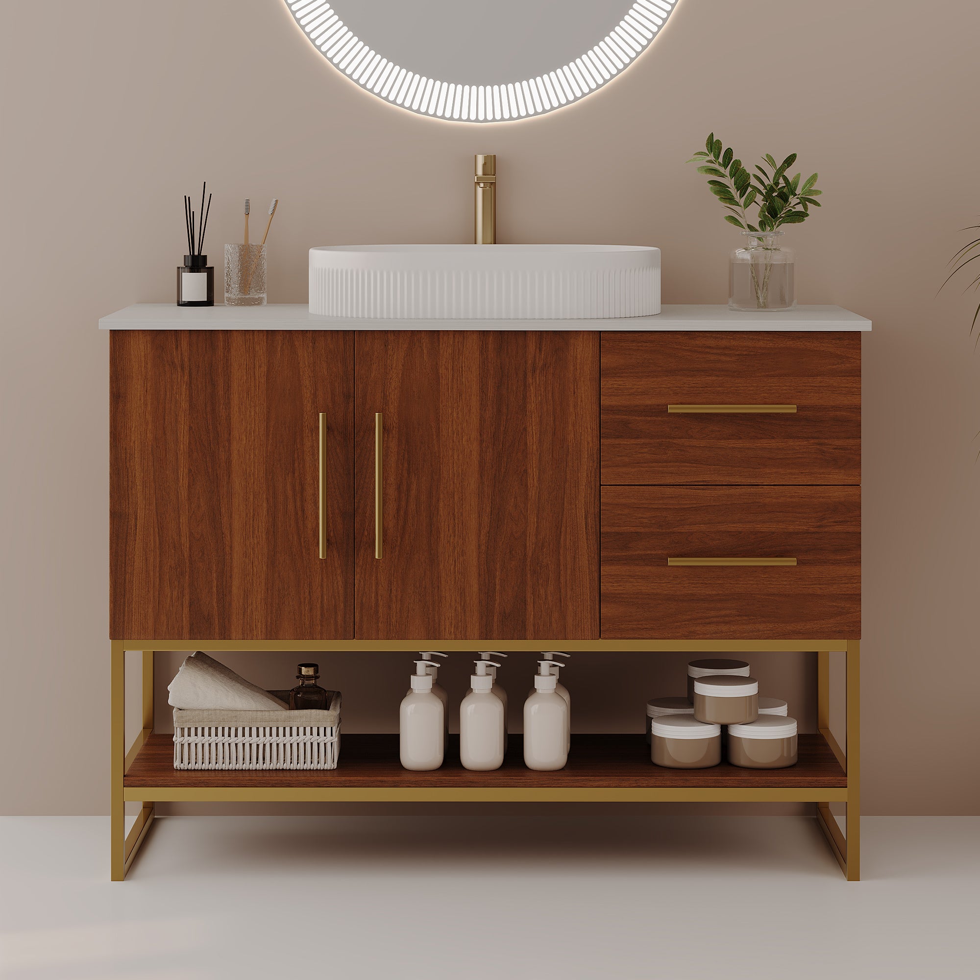 36" Modern Bathroom Vanity with Ceramic Vessel Sink