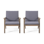 Outdoor Acacia Wood Club Chairs with Cushions (Set of 2)